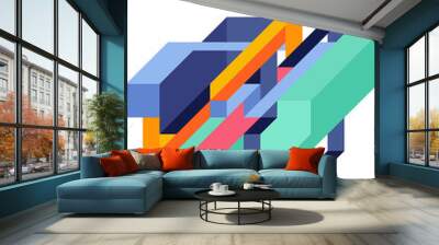 Abstract geometric isometric shape layout design template background modern art style Wall mural