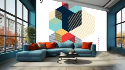 Abstract geometric isometric shape layout design template background Wall mural