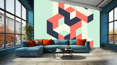 Abstract isometric geometric shape layout poster design template background Wall mural