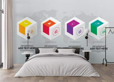 Infographic design element template for business presentation with 4 options Wall mural