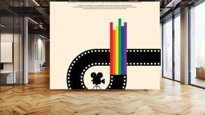 Movie and film modern retro vintage poster background Wall mural