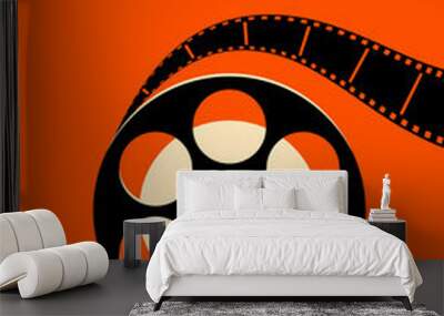 Movie and film poster design template background with vintage film reel Wall mural