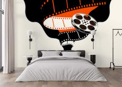 Movie and film poster design template background with vintage film reel Wall mural