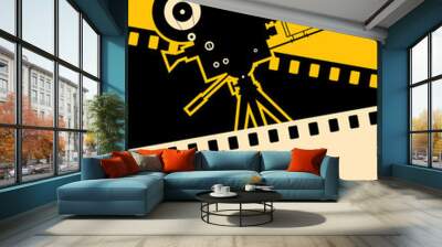 Movie and film poster design template background with vintage filmstrip Wall mural