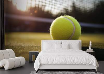 A Pause in the Action: The Humble Tennis Ball, Center Stage on a World-Famous Court Wall mural