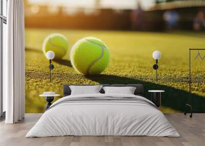 A Pause in the Action: The Humble Tennis Ball, Center Stage on a World-Famous Court Wall mural