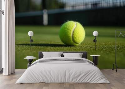 A Pause in the Action: The Humble Tennis Ball, Center Stage on a World-Famous Court Wall mural