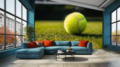 A Pause in the Action: The Humble Tennis Ball, Center Stage on a World-Famous Court Wall mural