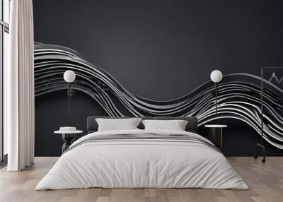 Abstract Elegance: A Study in Silver and Shadow Wall mural