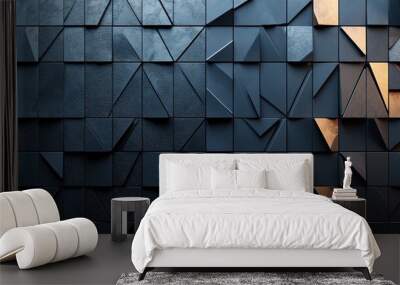 Abstract Monochrome Triangular Mosaic: A Study in Depth and Dimension Wall mural