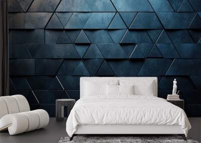 Abstract Monochrome Triangular Mosaic: A Study in Depth and Dimension Wall mural