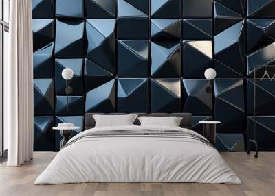 Abstract Monochrome Triangular Mosaic: A Study in Depth and Dimension Wall mural