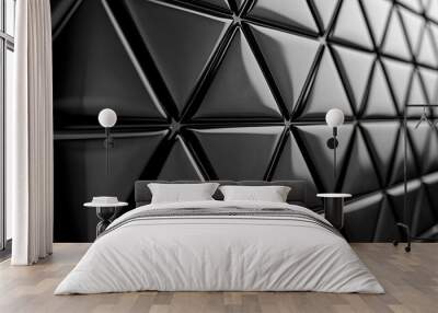 Abstract Monochrome Triangular Mosaic: A Study in Depth and Dimension Wall mural