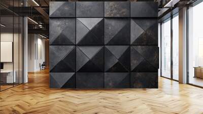 Abstract Monochrome Triangular Mosaic: A Study in Depth and Dimension Wall mural