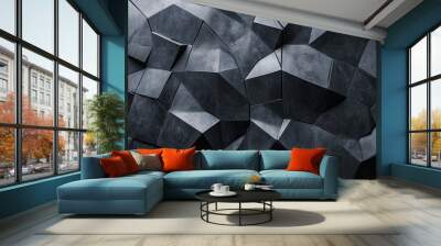 Abstract Monochrome Triangular Mosaic: A Study in Depth and Dimension Wall mural