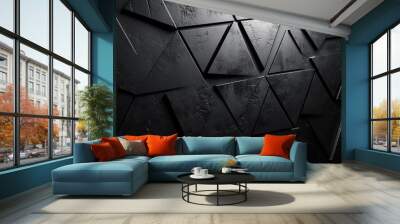 Abstract Monochrome Triangular Mosaic: A Study in Depth and Dimension Wall mural