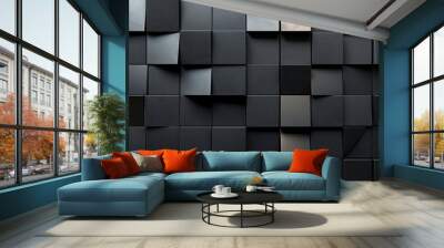 Abstract Monochrome Triangular Mosaic: A Study in Depth and Dimension Wall mural