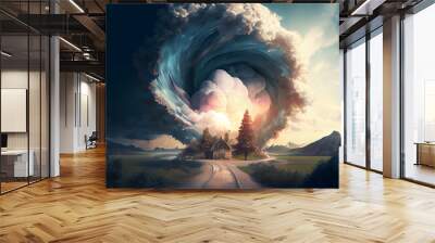 Storm Circle, Surreal, AI Wall mural