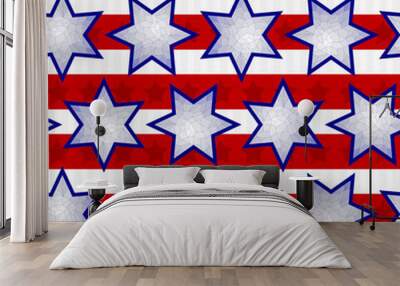 Seamless Fourth of July Faceted Star Background Tile Wall mural