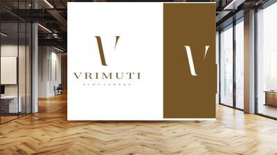 elegant simple minimal luxury serif font alphabet letter V logo design Wall mural