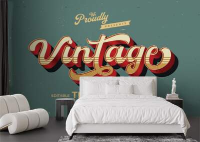 vintage retro editable text effect alphabet font typography typeface Wall mural