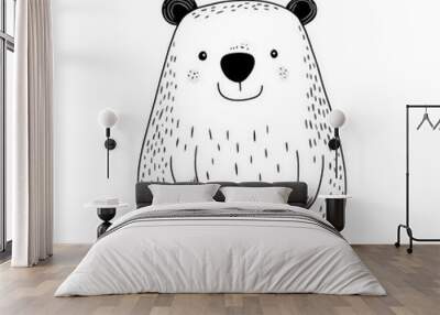 A cartoon bear with a big smile on its face Wall mural