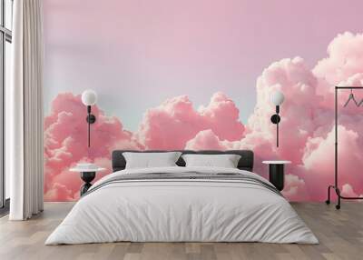 Pink clouds in the sky with a pink background Wall mural