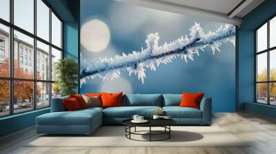 A branch covered in frosty ice Wall mural