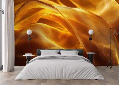 A gold fabric with a wave pattern Wall mural