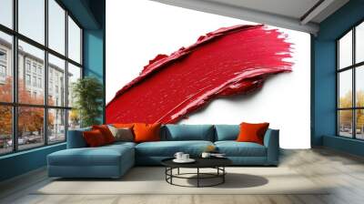 A red brush stroke on a white background Wall mural