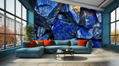 abstract background with the organic texture of raw lapis lazuli gemstones Wall mural