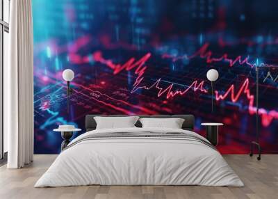 ECG cardiogram graph on dark background. Abstract medicine background Wall mural