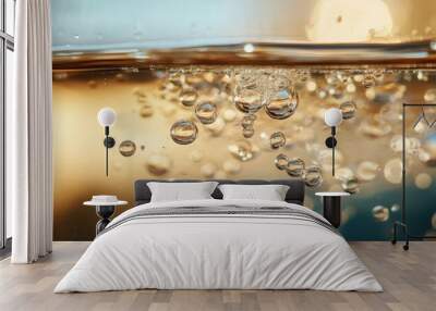 Effervescent tablet breaking apart in water, tiny bubbles Wall mural