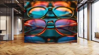 Glasses on a dark background. Close-up. Selective focus. Wall mural