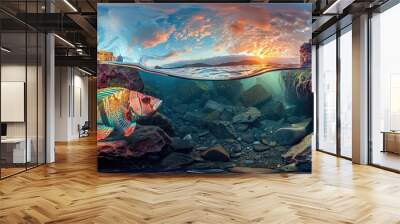 Magnificent cockerel fish in habitat Wall mural