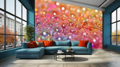 Multicolored abstract background with water bubbles closeup Wall mural