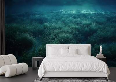 Seabed with seaweed, ocean background Wall mural