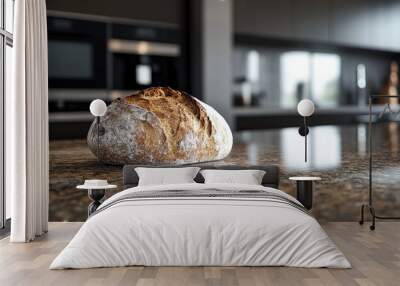 Warm loaf of bread on a granite counter Wall mural