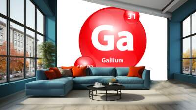 Gallium (Ga) icon structure chemical element round shape circle red easily. Chemical element of periodic table Sign with atomic number. Study in science for education. 3D Illustration vector Wall mural