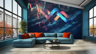 Colorful abstract financial graph on digital screen for market analysis. Wall mural