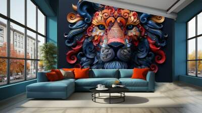 beautiful tiger head. 3 d illustration Wall mural