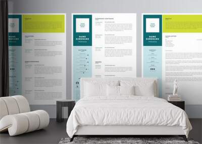 Clean, Modern Resume/CV (2 Page) And Cover Letter Template Design
 Wall mural