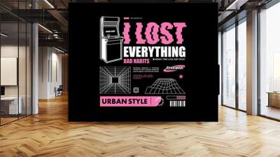 Aesthetic illustration of machine game t shirt design, vector graphic, typographic poster or tshirts street wear and Urban style Wall mural