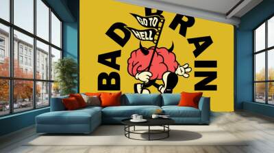 cartoon character of brain graphic design for t shirt street wear and urban style Wall mural