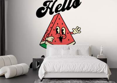 cartoon character of watermelon fruit Graphic Design for T shirt Street Wear and Urban Style Wall mural