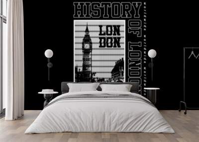 London city retro poster and graphic design for t shirt streetwear Wall mural