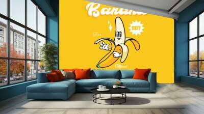 Retro Poster cartoon character of banana Graphic Design for T shirt Street Wear and Urban Style Wall mural