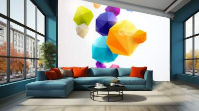 Abstract 3D colorful geometric elements Wall mural