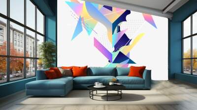 Abstract composition of primitive colorful geometric elements Wall mural