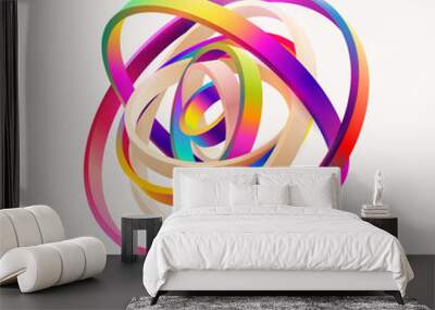 Colorful 3D rings on white background. Wall mural